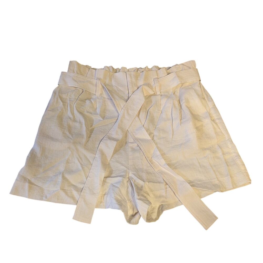 High Rise Paperbag Shorts with Belt Womens A New Day Cream XXL Linen Ivory Plus